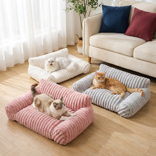 Fluffy Cloud Cat Sofa Bed with Soft Bolsters & Washable Covers