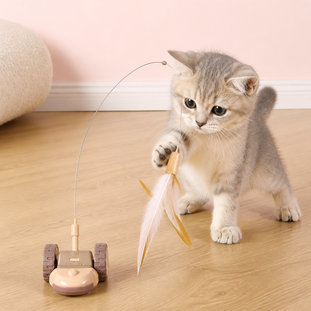 Interactive Cat Toy 3-in-1 – Moving Feather Chase for Active Playtime