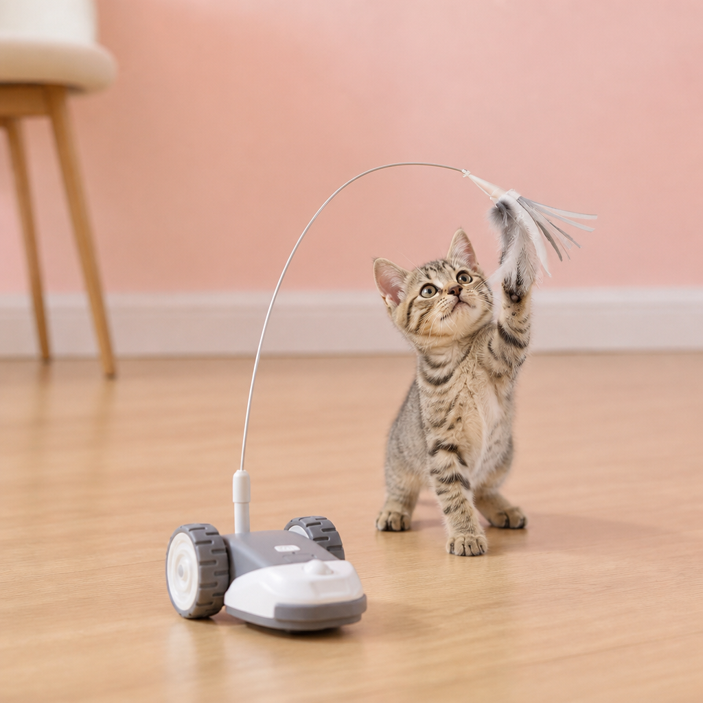 Interactive Cat Toy 3-in-1 – Moving Feather Chase for Active Playtime
