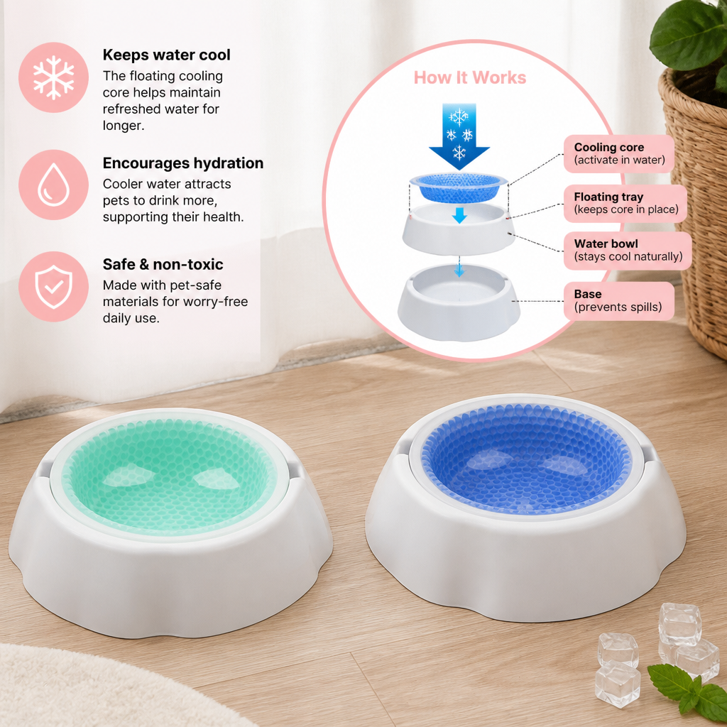 Cooling Pet Water Bowl for Dogs and Cats