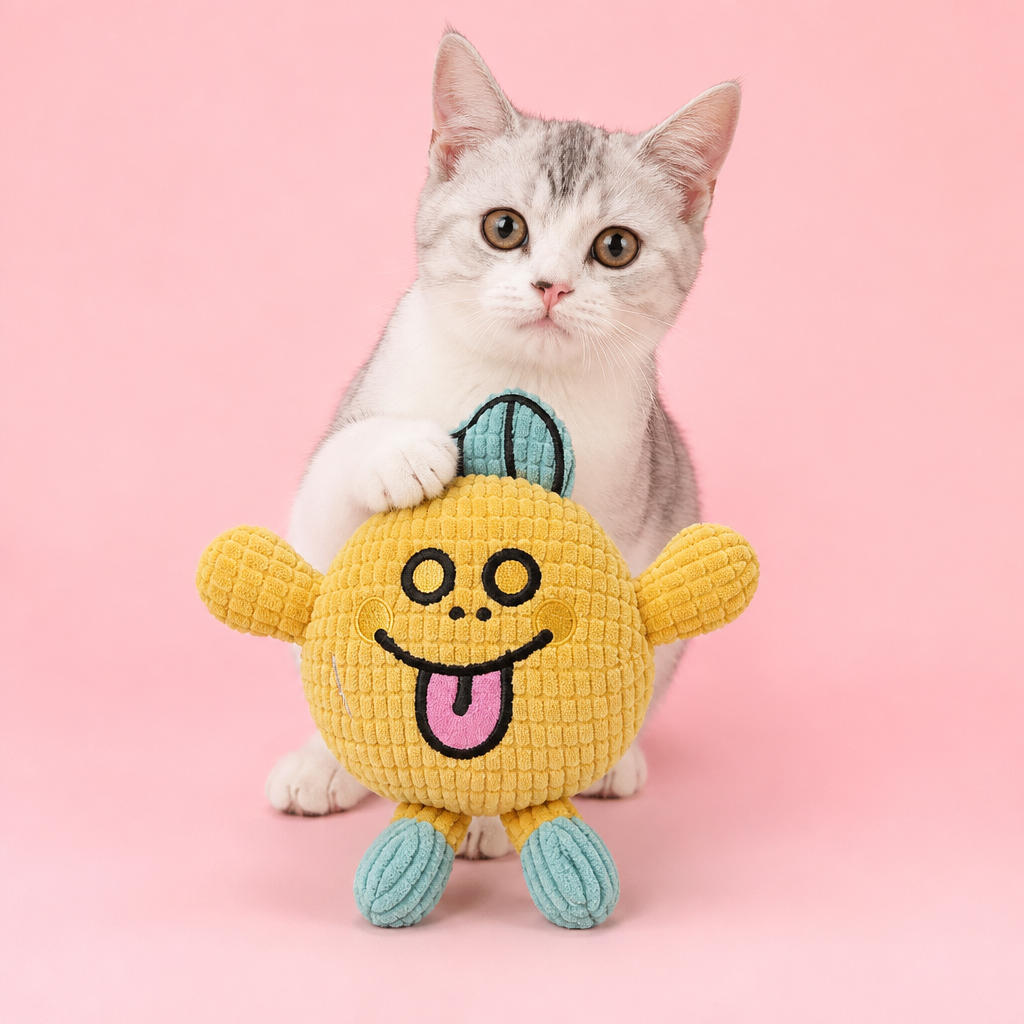 Crinkle Waffle Cat Toy with Catnip Pocket and Squeaky Sound