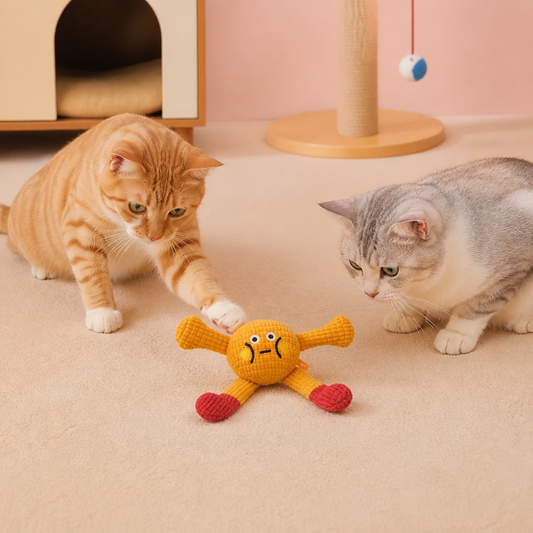 Crinkle Waffle Cat Toy with Catnip Pocket and Squeaky Sound