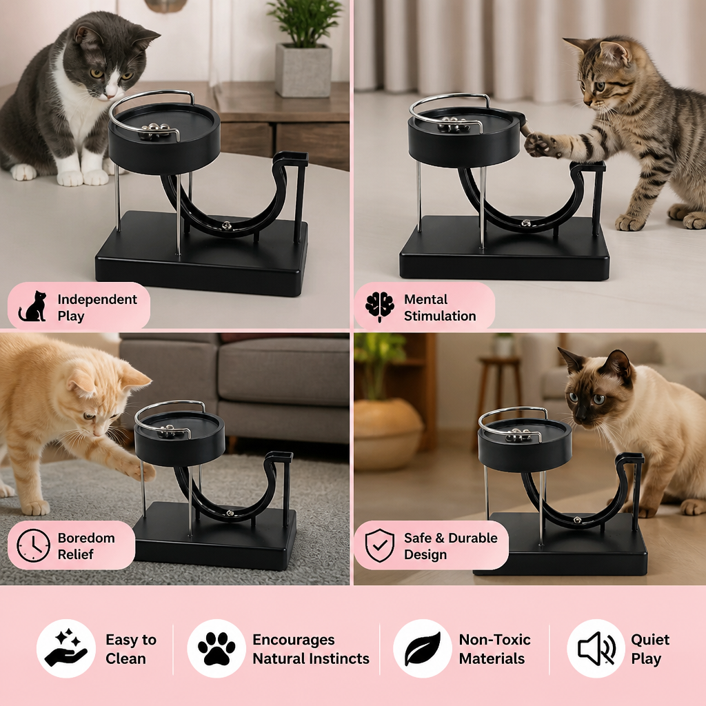 Marble run cat toy for endless fun