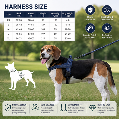 Personalized Reflective No-Pull Dog Harness with Custom Name Patch