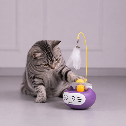 3in1 Interactive Catnip Cat Toy with Feather Wand & Bell