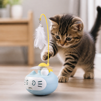 3in1 Interactive Catnip Cat Toy with Feather Wand & Bell