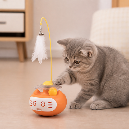 3in1 Interactive Catnip Cat Toy with Feather Wand & Bell
