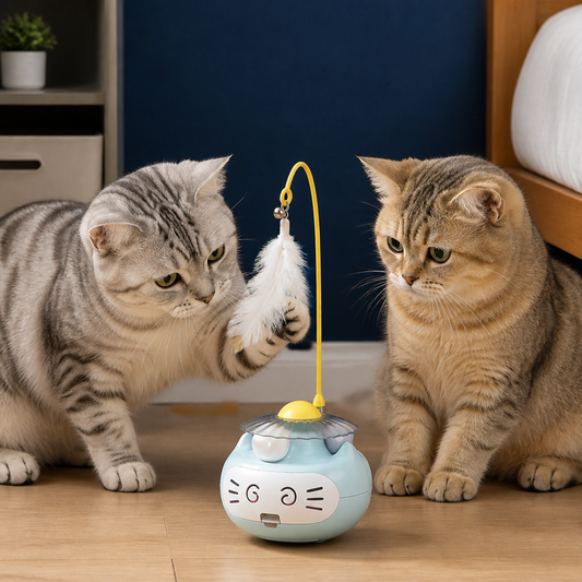 3in1 Interactive Catnip Cat Toy with Feather Wand & Bell