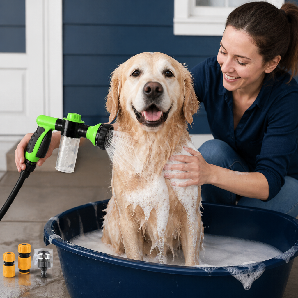 Pet Shower Sprayer with Gentle Water Flow for Easy Dog Bathing
