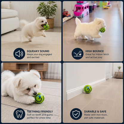 Interactive Squeaky Wobble Dog Ball – Durable Self-Play Toy