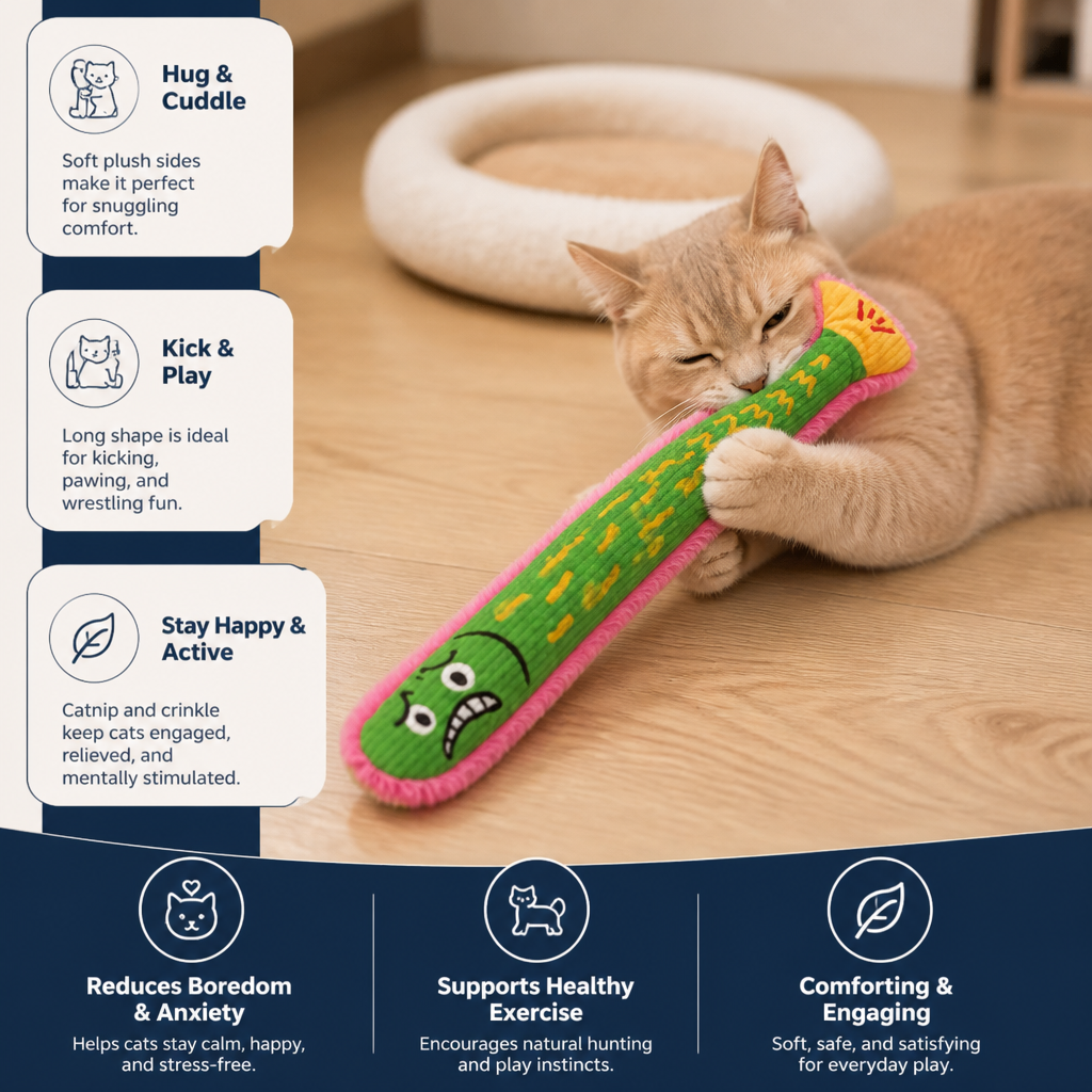 Catnip Crinkle Kicker Toy – Plush Cat Kick & Cuddle Toy