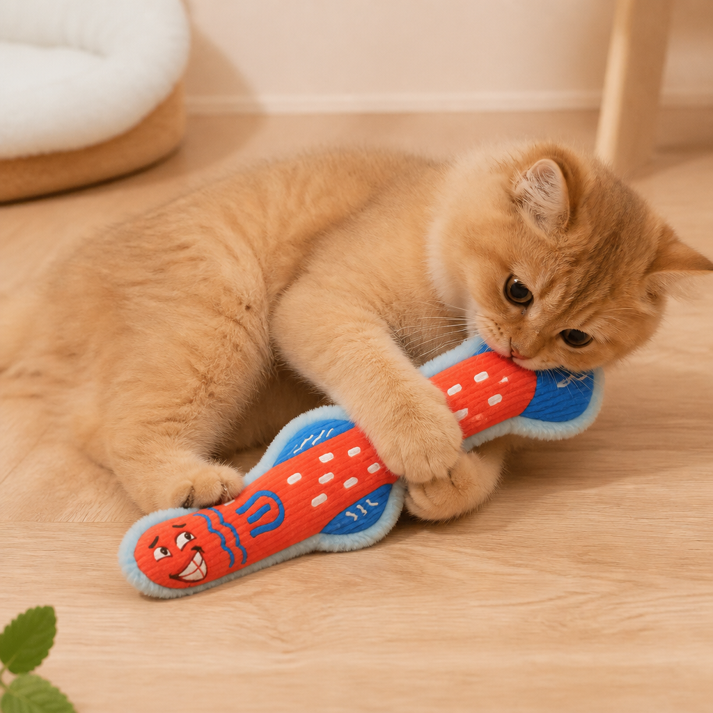 Catnip Crinkle Kicker Toy – Plush Cat Kick & Cuddle Toy