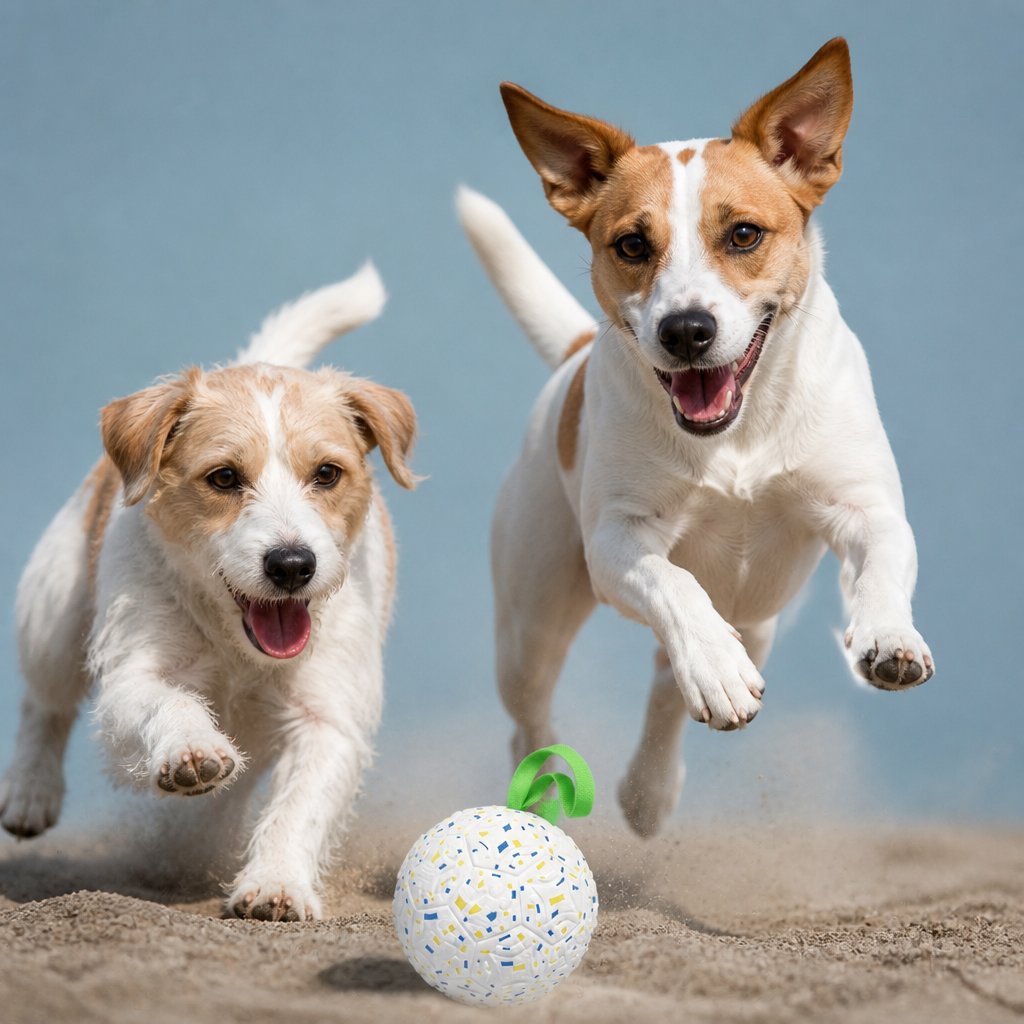 Indestructible Squeaky Dog Ball – Bite-Resistant Interactive Tug & Fetch Toy
