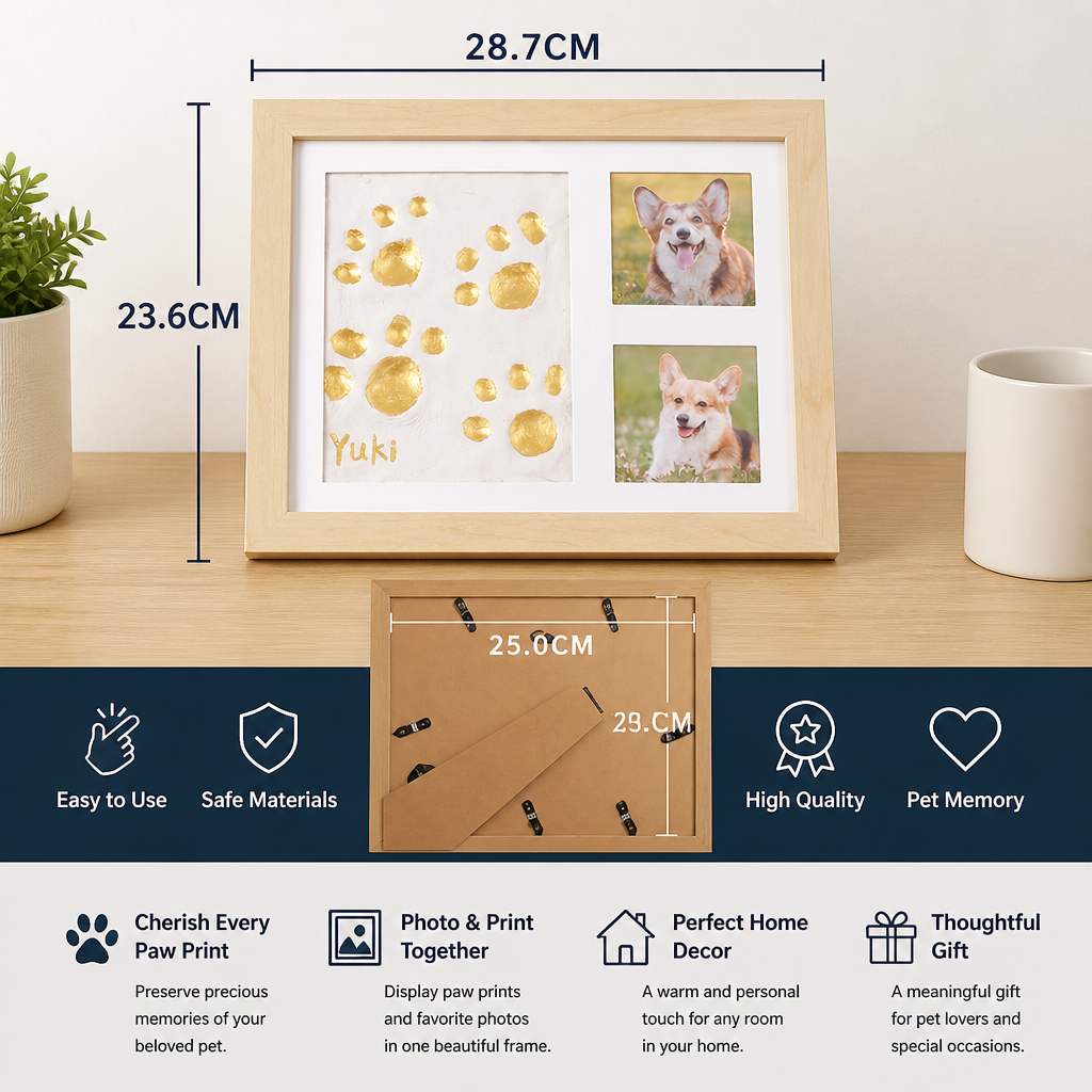 DIY Pet Paw Print Keepsake Frame Kit – Paw Impression & Photo Display