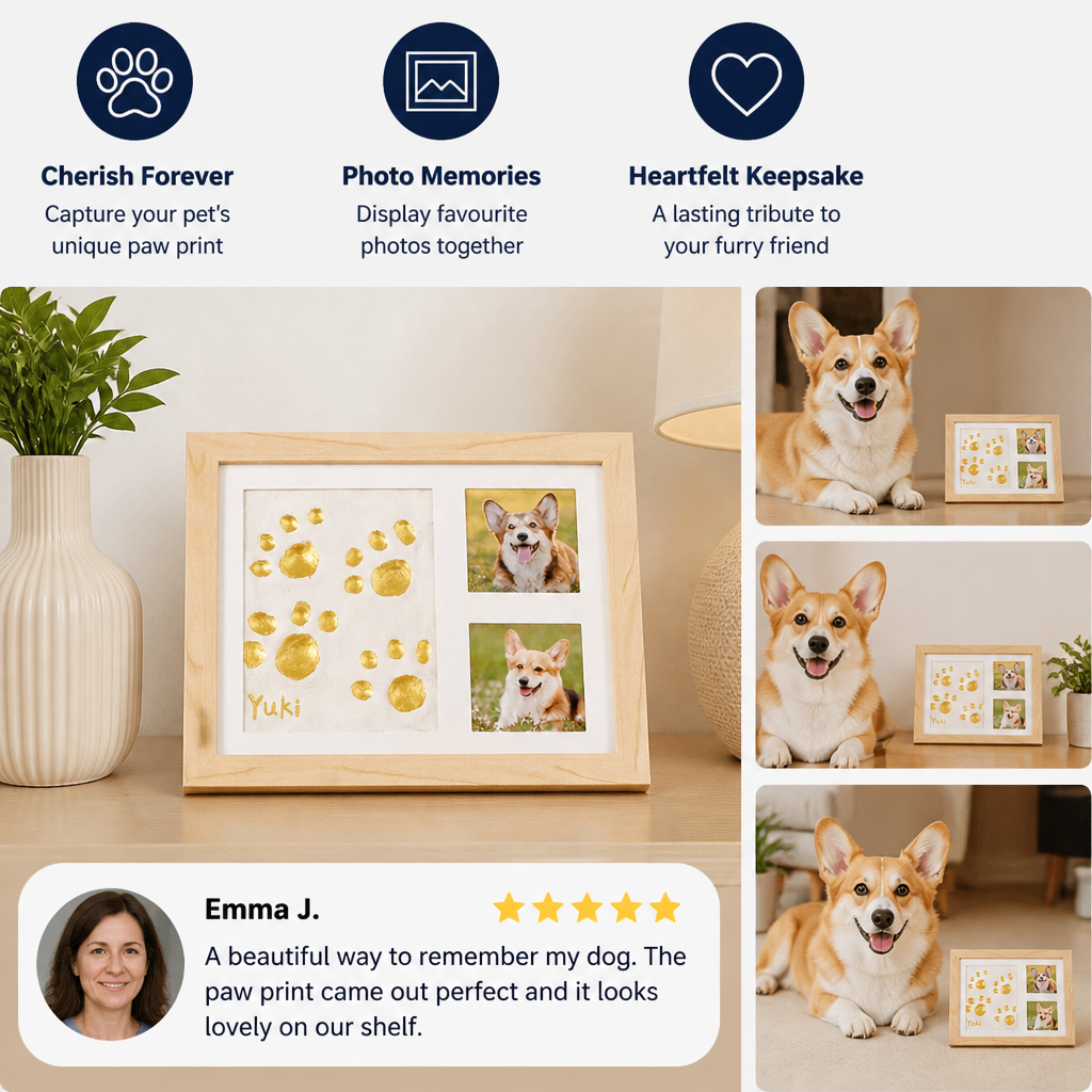 DIY Pet Paw Print Keepsake Frame Kit – Paw Impression & Photo Display