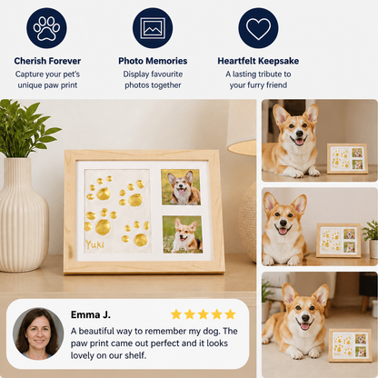 DIY Pet Paw Print Keepsake Frame Kit – Paw Impression & Photo Display
