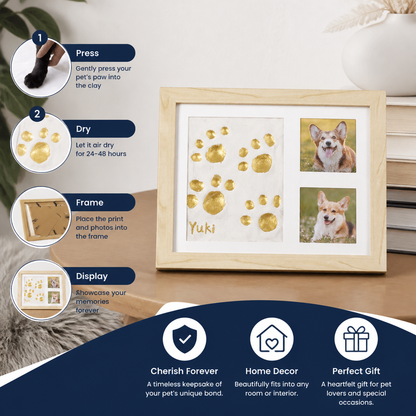 DIY Pet Paw Print Keepsake Frame Kit – Paw Impression & Photo Display