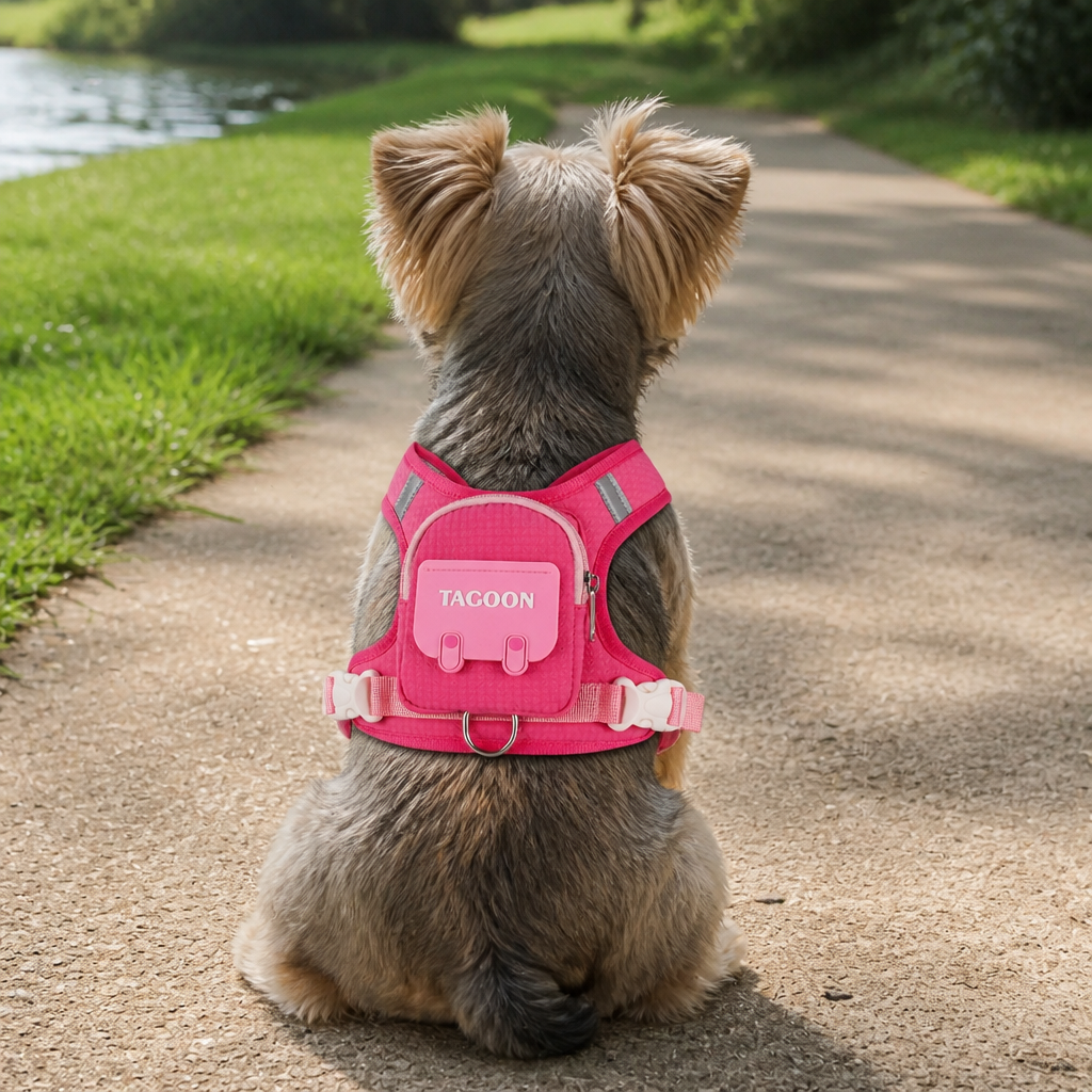 Adjustable Pet Harness with Storage Backpack for Small Dogs and Cats