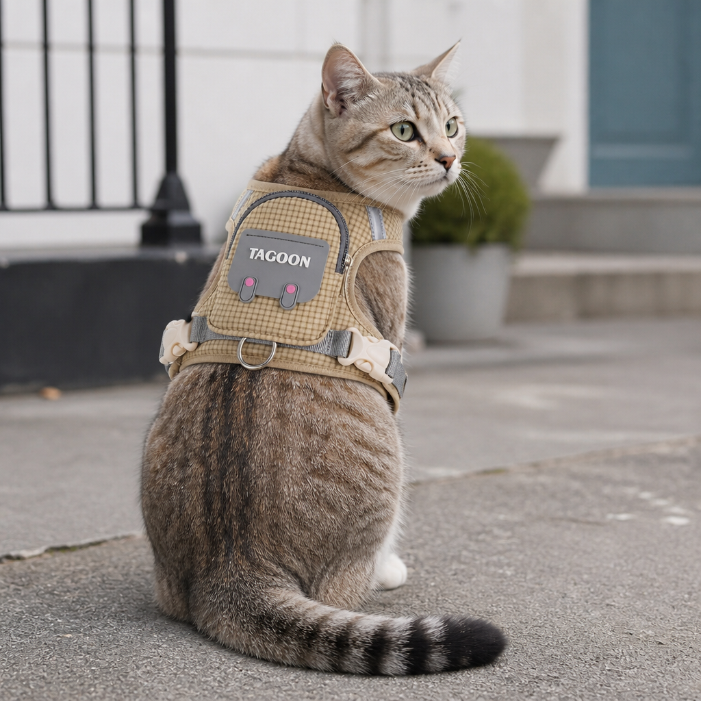 Adjustable Pet Harness with Storage Backpack for Small Dogs and Cats