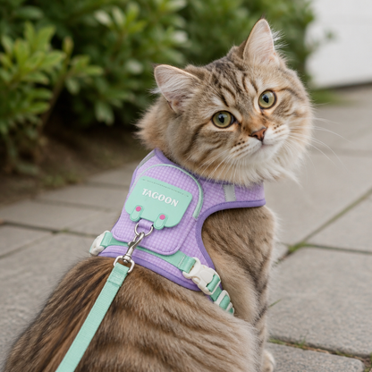 Adjustable Pet Harness with Storage Backpack for Small Dogs and Cats