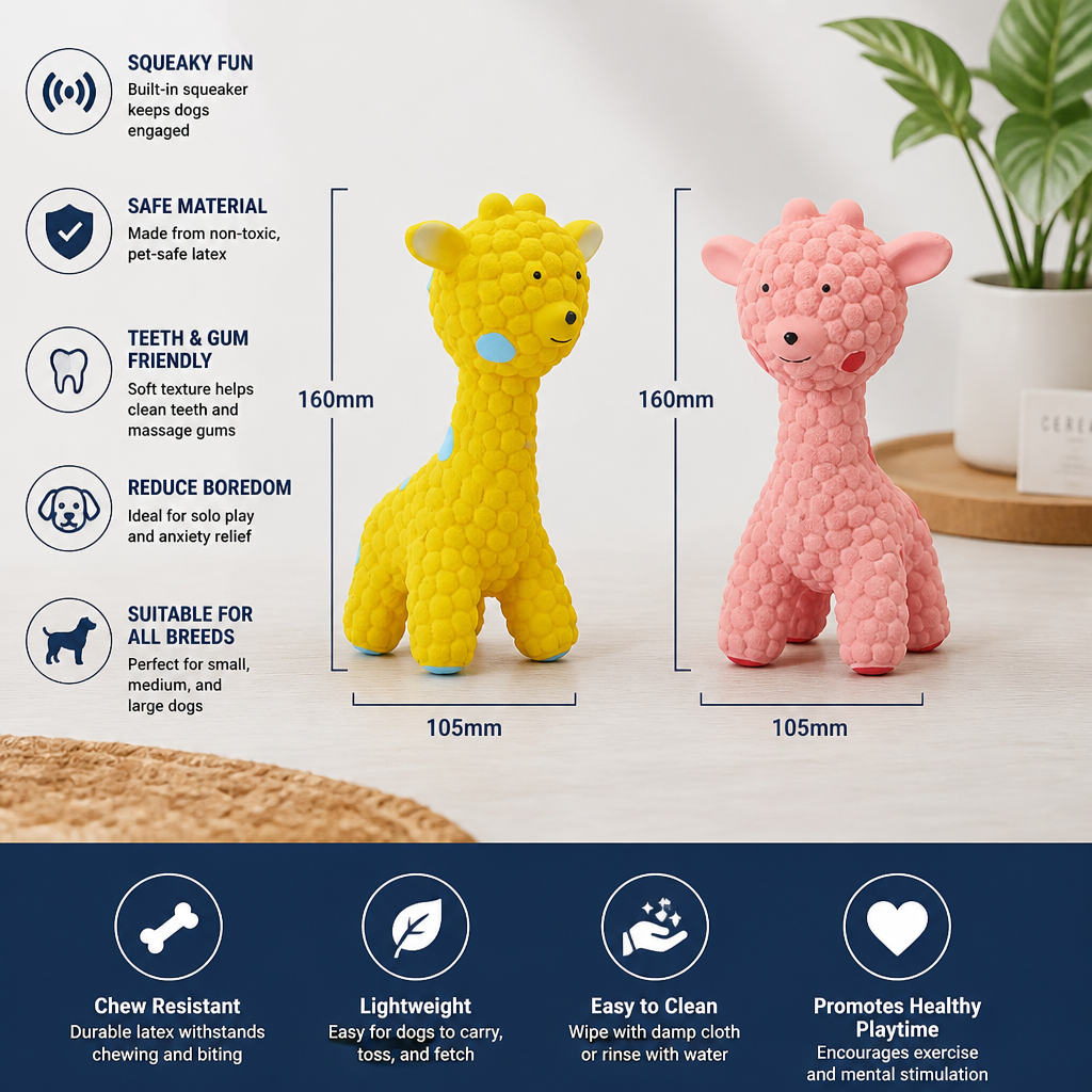 Interactive Squeaky Giraffe Toy for Dogs