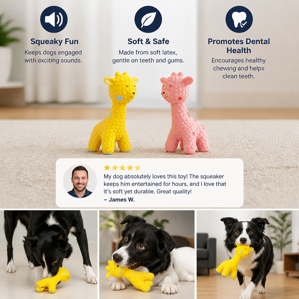 Interactive Squeaky Giraffe Toy for Dogs