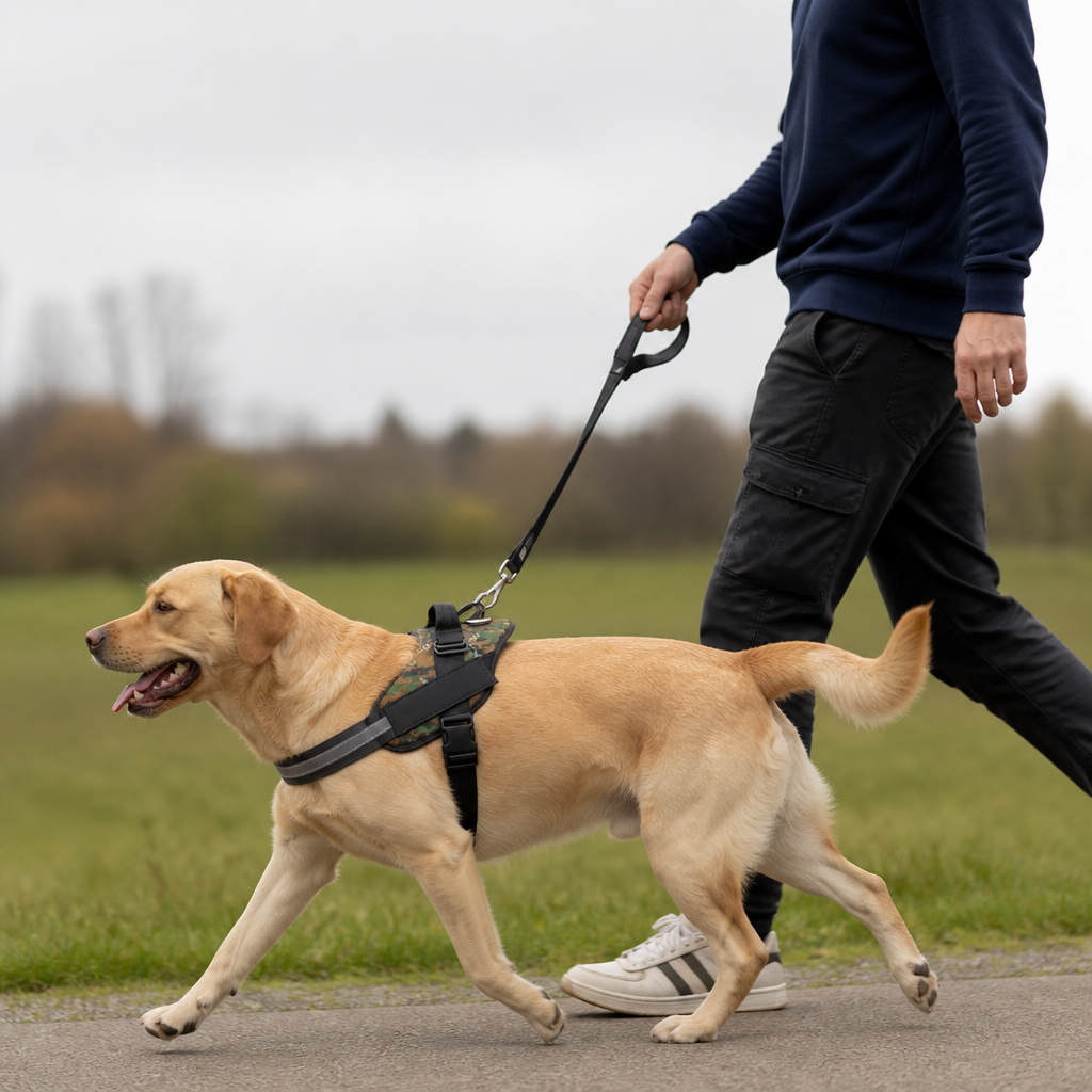 Reflective Adjustable Dog Harness with 3 Leash Clips – Padded for Walking & Training