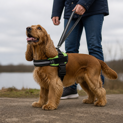 Reflective Adjustable Dog Harness with 3 Leash Clips – Padded for Walking & Training
