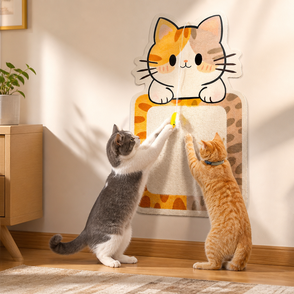 2-in-1 Wall-Mounted Cat Scratcher & Interactive Play Toy
