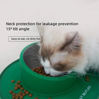 Non-slip and leak-proof stainless steel food bowl for cats