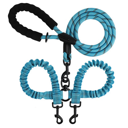 2-in-1 Dog Double Leash with 360° Swivel Joint – Tangle-Free & Shock Absorbing