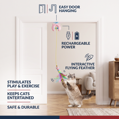 Rechargeable Hanging Door Cat Toy with Interactive Flying Feather