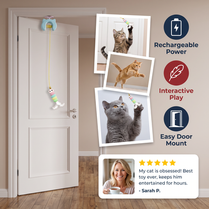 Rechargeable Hanging Door Cat Toy with Interactive Flying Feather