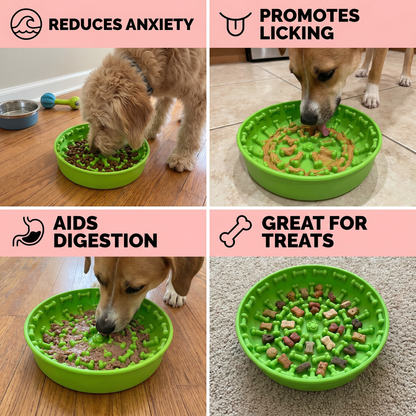 Slow Feeder Bowl for Dogs – Food-Grade Silicone Lick Mat with Suction Cups