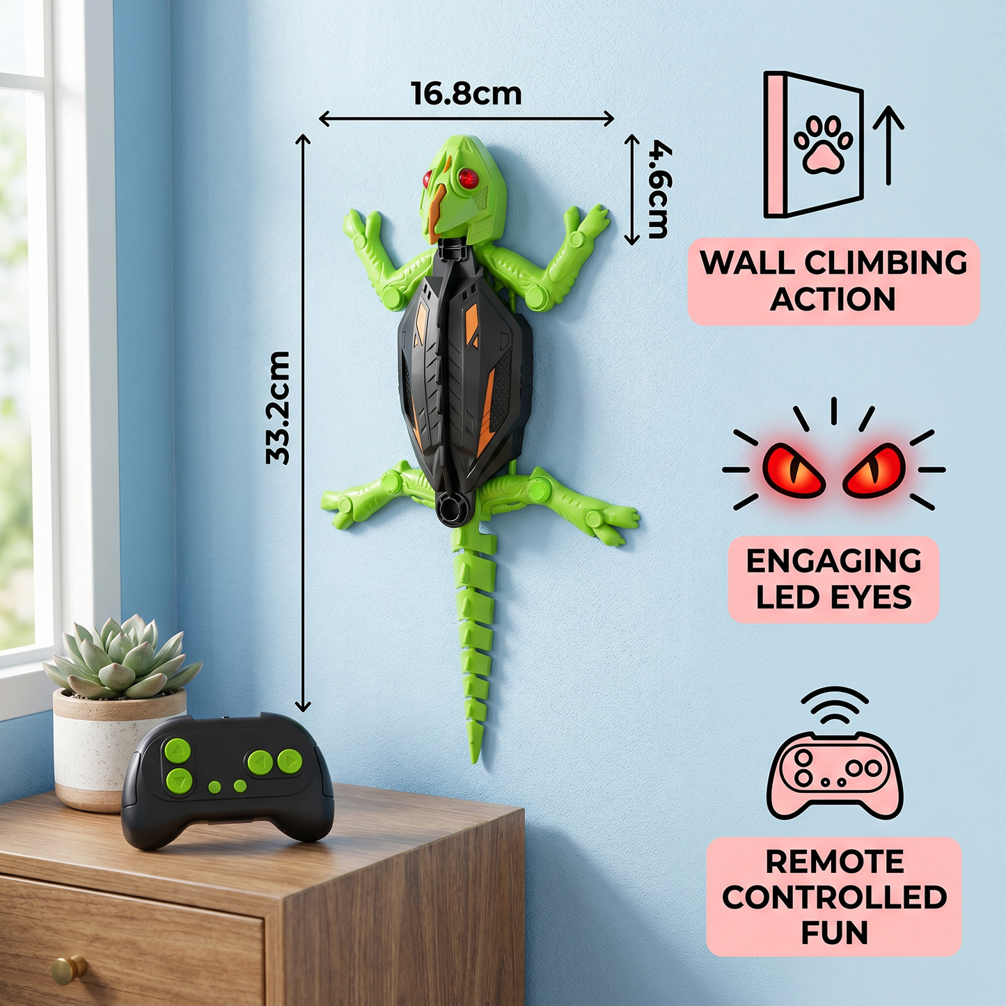 Remote Control Wall Climbing Lizard Toy for Dogs