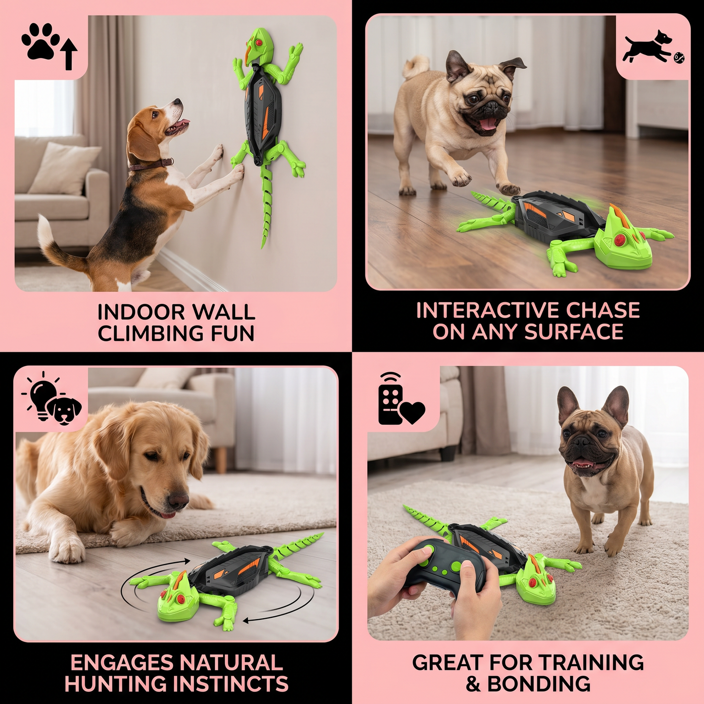 Remote Control Wall Climbing Lizard Toy for Dogs