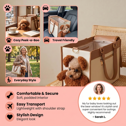 Pet Carrier Tote Bag with Teddy Bear Peek-a-Boo Window