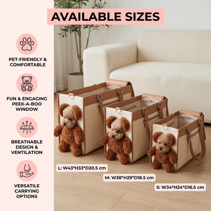 Pet Carrier Tote Bag with Teddy Bear Peek-a-Boo Window