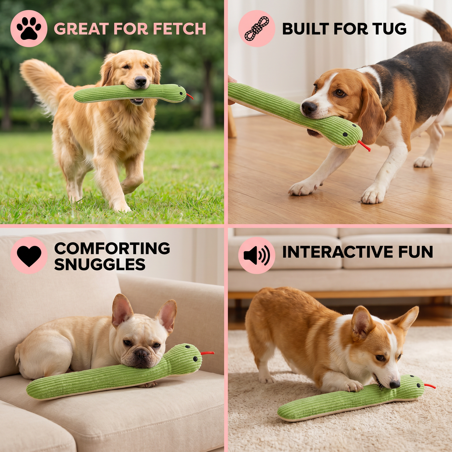 Durable Dog Snake Plush Toy