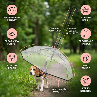 Transparent Dog Umbrella with Leash for Small Dogs