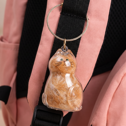 Cute Transparent Cat Hair Capsule Keychain & Keepsake
