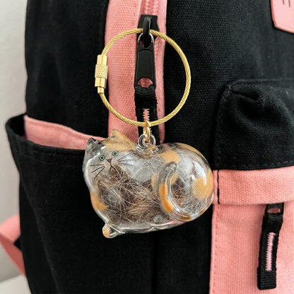 Cute Transparent Cat Hair Capsule Keychain & Keepsake