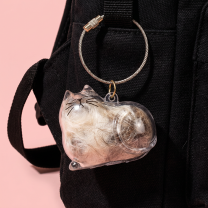 Cute Transparent Cat Hair Capsule Keychain & Keepsake