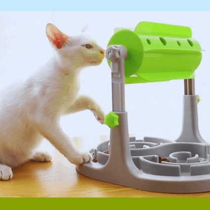 Interactive Food Dispenser For Dogs With Rotation Function And Anti - Snacking Bowl