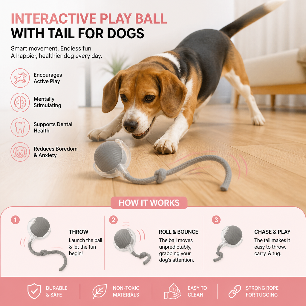 Interactive Play Ball with Tail for Dogs