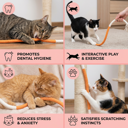 Natural Cat Chew Rope – Robust, Promotes Dental Hygiene and Reduces Stress