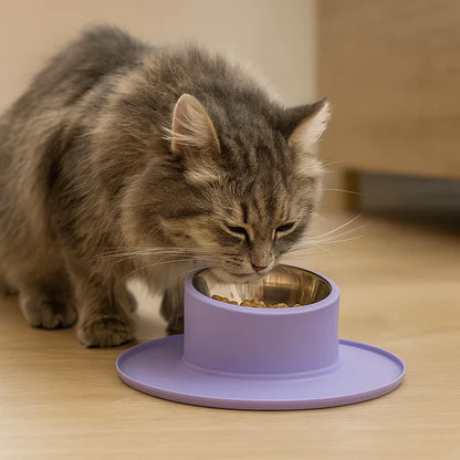 Non-slip and leak-proof stainless steel food bowl for cats