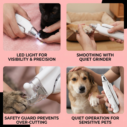 2-in-1 Pet Nail Clipper & Trimmer with LED – Quiet Grooming Tool for Dogs & Cats