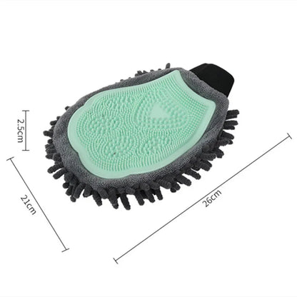 2-in-1 Grooming Glove With Microfiber And Silicone - Gentle Massage And Efficient Hair Removal For Dogs And Cats