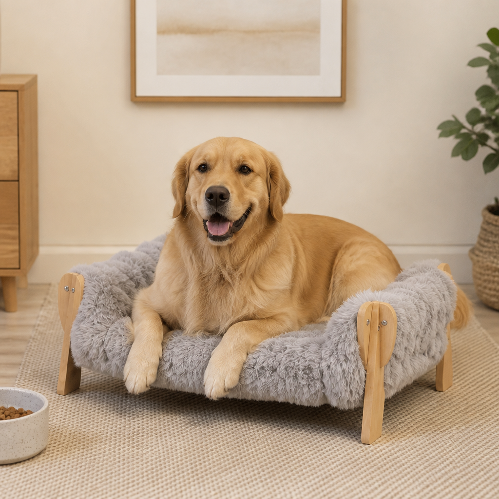 Luxury Elevated Solid Wood Dog Couch Bed